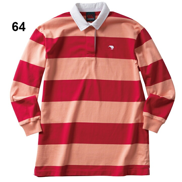 ロング丈 長袖シャツ ラガースタイル レディース カンタベリー canterbury ロングスリーブ チュニック ラグビージャージ/ボーダー柄 襟付き トップス /WA40101