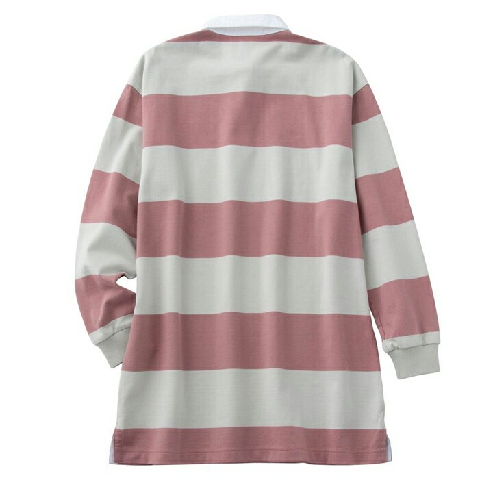 ロング丈 長袖シャツ ラガースタイル レディース カンタベリー canterbury ロングスリーブ チュニック ラグビージャージ/ボーダー柄 襟付き トップス /WA40101