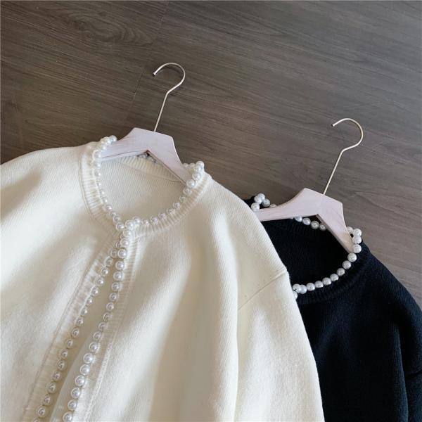 カーディガン 秋服 レディース 春 セーター ニット コート 長袖 真珠 冬 ノーカラージャケット トップス おしゃれ 着痩せ 通勤  カジュアル 前開き 羽織り 良い商品！カーディガン 秋服 レディース 春 セーター ニット