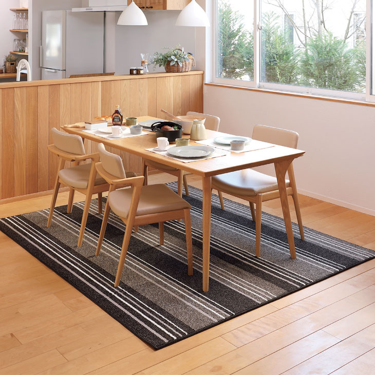 撥水ダイニングラグ 240×330cm ストライプ柄 撥水加工 防汚加工 抗菌・防ダニ加工 ラグ カーペット ラグマット ラグカーペット おしゃれ ダイニング リビング 日本製