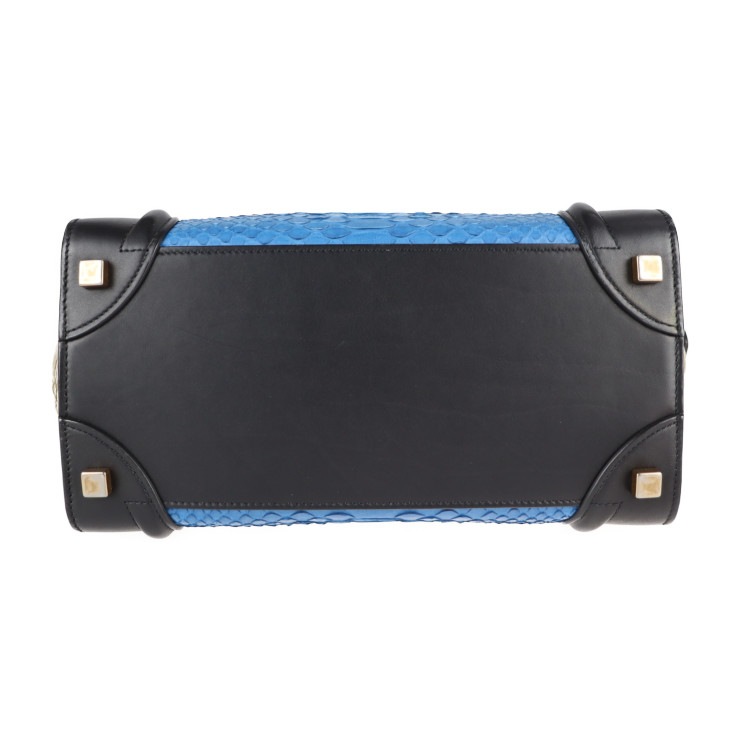 CELINE セリーヌ トートバッグ 167794 マイクロショッパー ラゲージ パイソン レザー ブラック ブルー ベージュ エキゾチックレザー 本物保証 中古