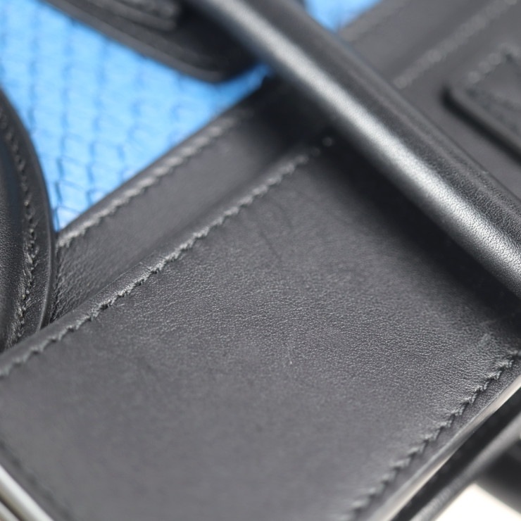 CELINE セリーヌ トートバッグ 167794 マイクロショッパー ラゲージ パイソン レザー ブラック ブルー ベージュ エキゾチックレザー 本物保証 中古