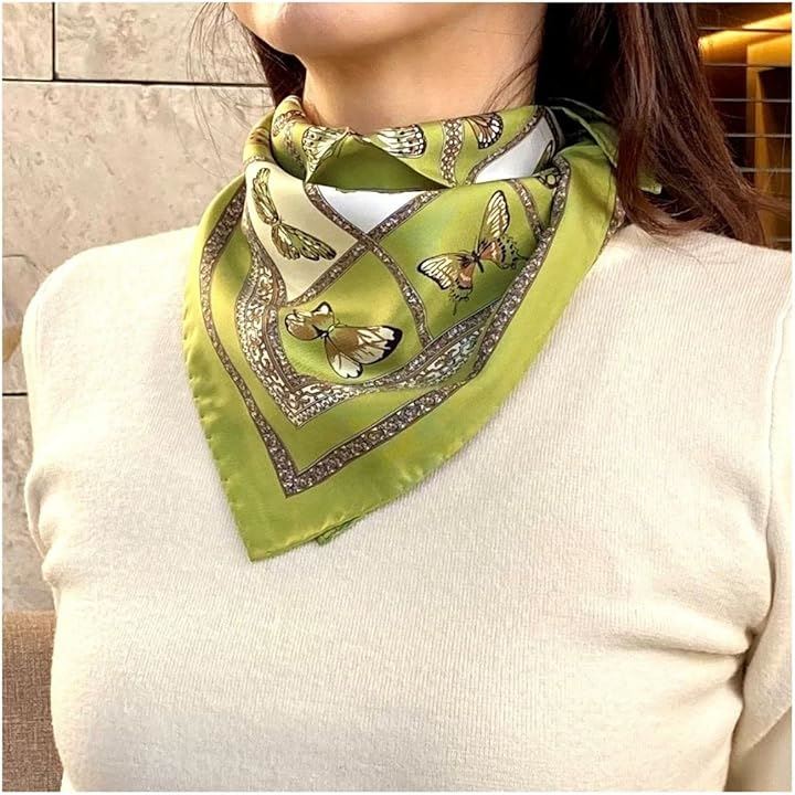 シルク スカーフ 小判 50 正方形 シルク100% イタリア製 コモ