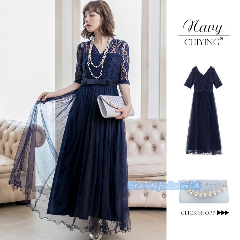 二次会ワンピース レディース フォーマルドレス パーティードレス レースワンピース おしゃれ お呼ばれ 二次会 披露宴 謝恩会 発表会E8