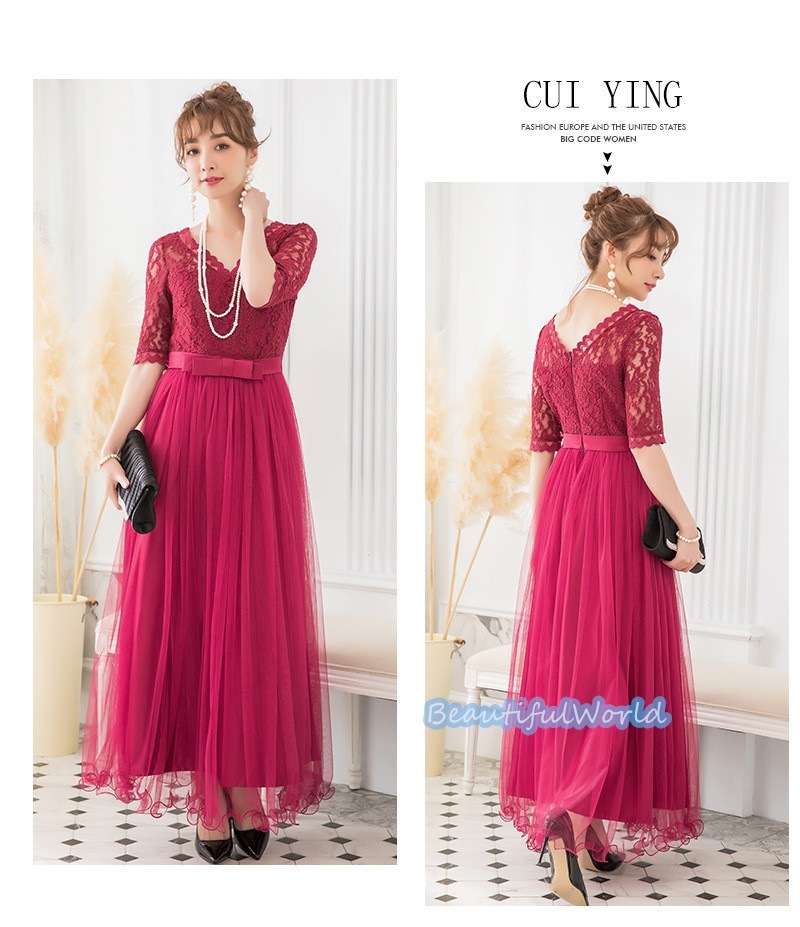 二次会ワンピース レディース フォーマルドレス パーティードレス レースワンピース おしゃれ お呼ばれ 二次会 披露宴 謝恩会 発表会E8