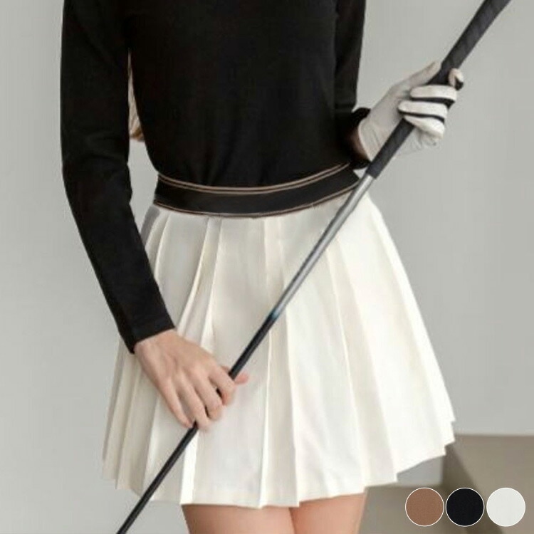 黒 プリーツスカート レディース ゴルフ用