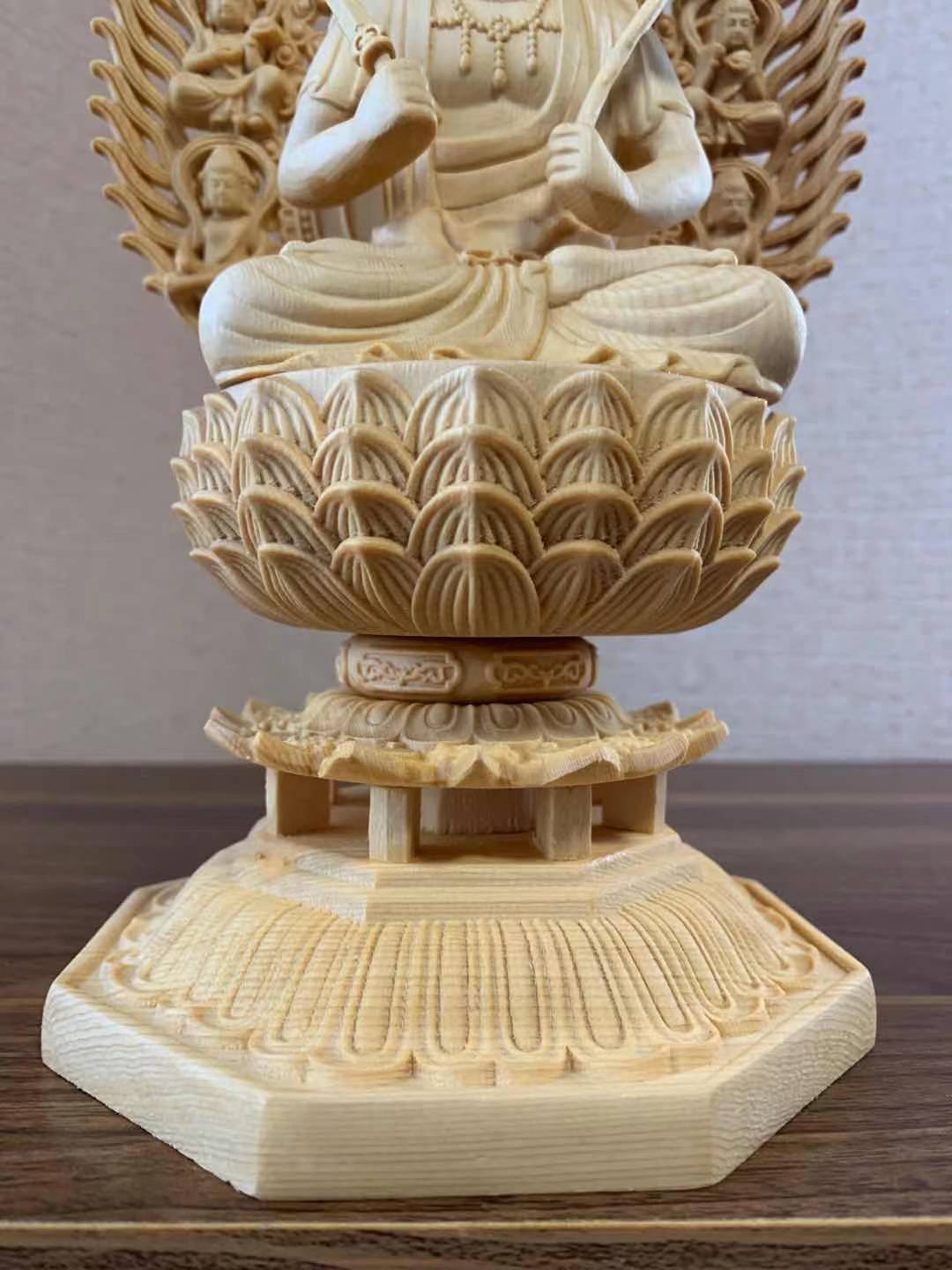 仏像 虚空蔵菩薩像 虚空蔵菩薩 檜木 木彫 仏具 (約)高28cm幅12cm