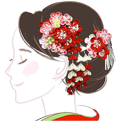 在庫国産 髪飾り 2点セット 赤 ピンク 白 花 : バッグ・雑貨 安いお得