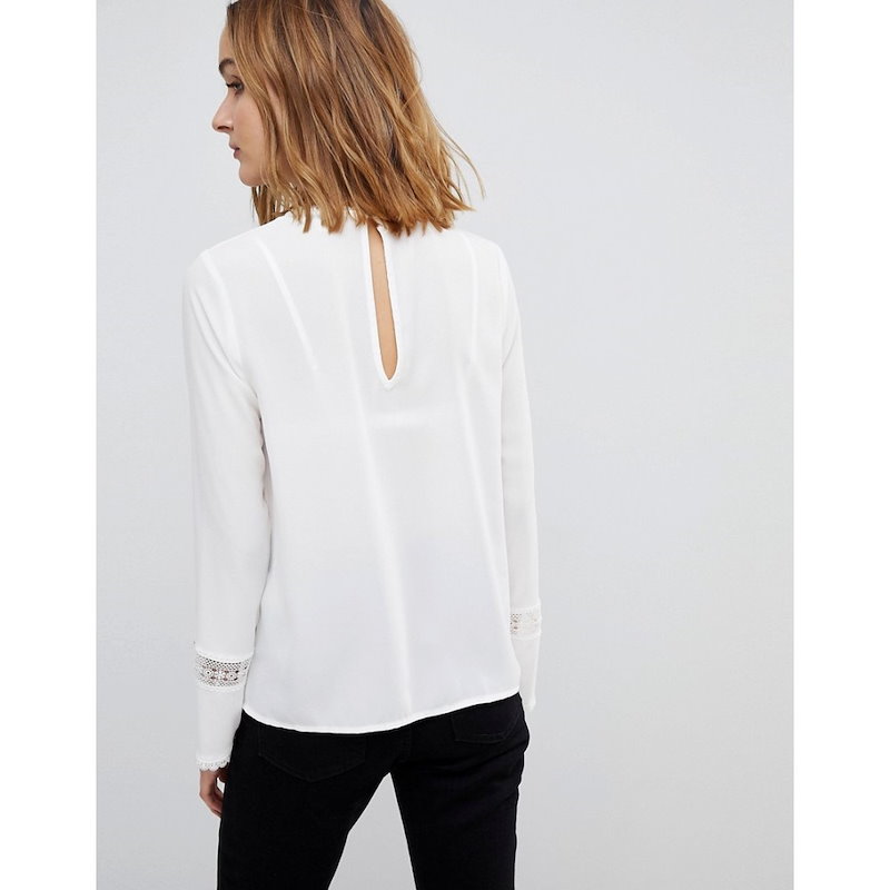 ウェアハウス レディース トップス【Warehouse Lace Insert Pleat Detail Top】Ivory ウェアハウス レディース トップス【Warehouse Lace Insert Pleat Detail Top】Ivory