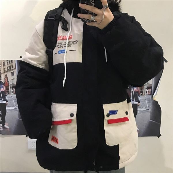 ブルゾン ジャンパー コート レディース 内ボア フード付き オーバーシルエット 配色 ストリート系 mdprevattcaulkingandwaterproofing.com