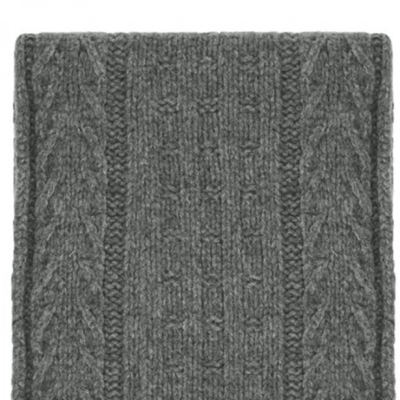 GANI 23FW ロゴパッチケーブルウールマフラーグレー A5364 523 GANI 23FW ロゴパッチケーブルウールマフラーグレー A5364 523