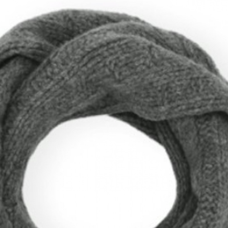 GANI 23FW ロゴパッチケーブルウールマフラーグレー A5364 523 GANI 23FW ロゴパッチケーブルウールマフラーグレー A5364 523