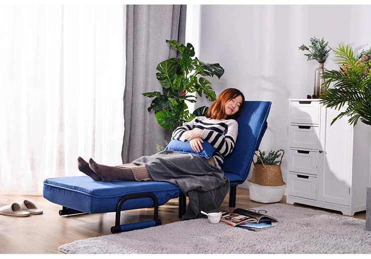 295【ネービーブルー】 折りたたみソファー ソファベッド　1人掛け 省スペース　硬め