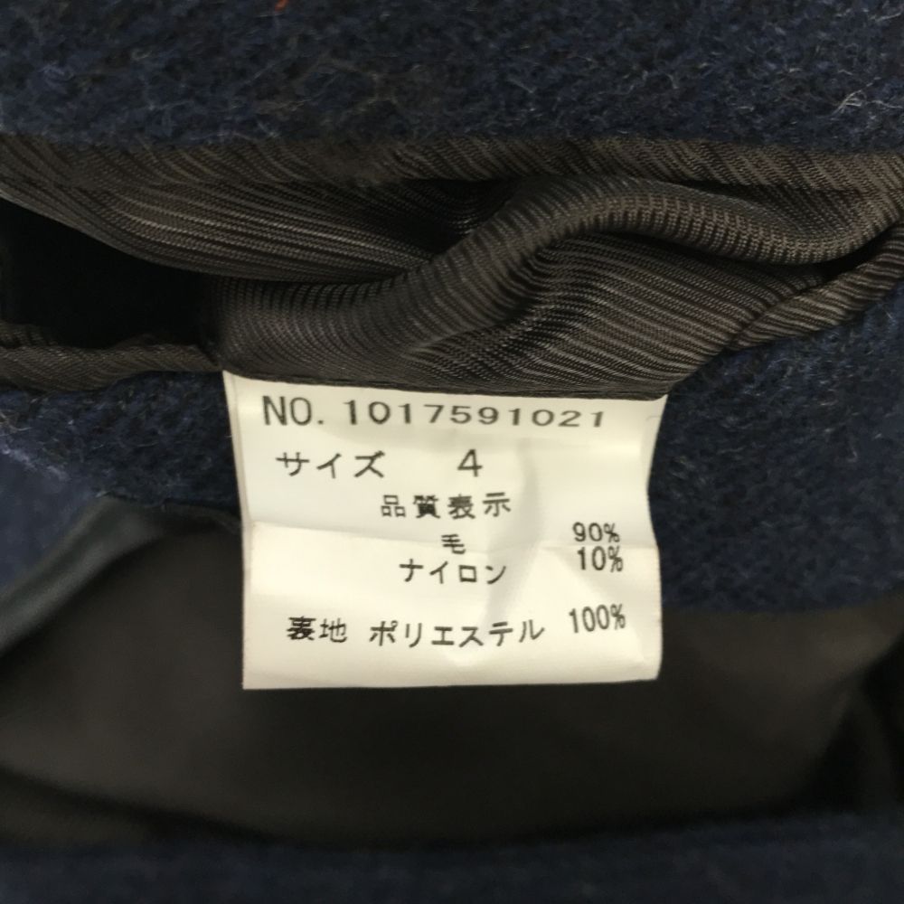 長袖 ウールコート 4 ネイビー メンズ 長袖 ウールコート 4 ネイビー メンズ