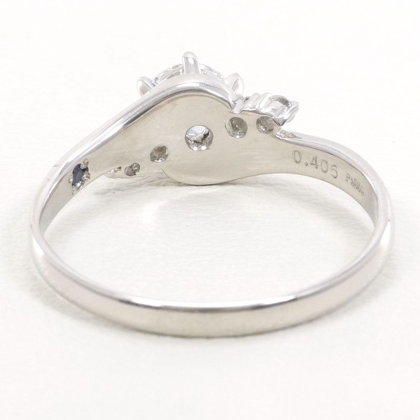 PT950 リング 12.5号 ダイヤ 0.406 VVS2 0.088 サファイア 鑑定書 中古 PT950 リング 12.5号 ダイヤ 0.406 VVS2 0.088 サファイア 鑑定書 中古