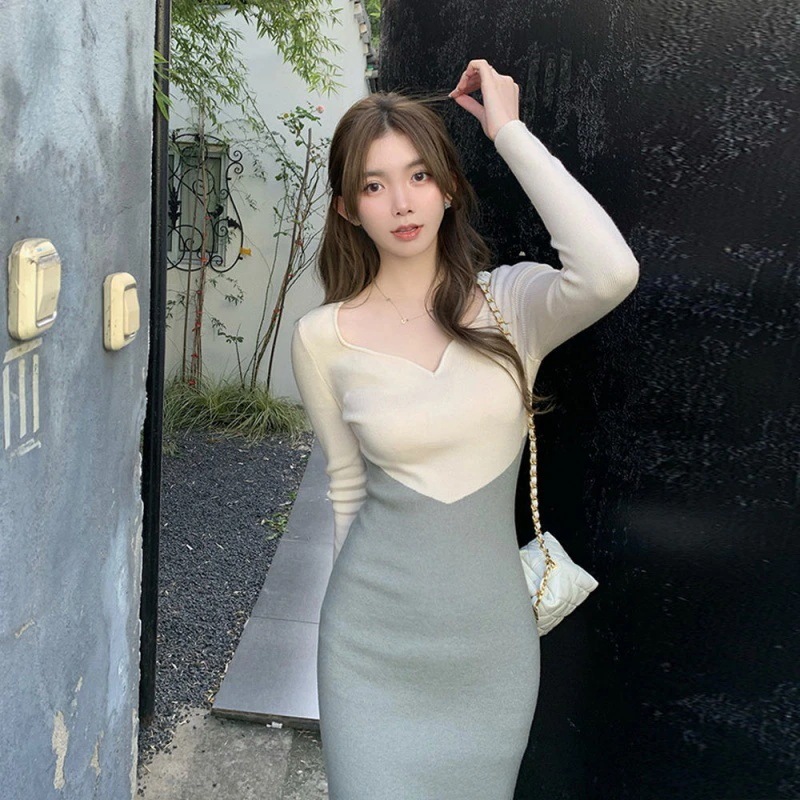 スカート女子秋冬2024新型ウエストガードル長袖インナースカートレギンススカートニットワンピース晔 pattayablatt.com