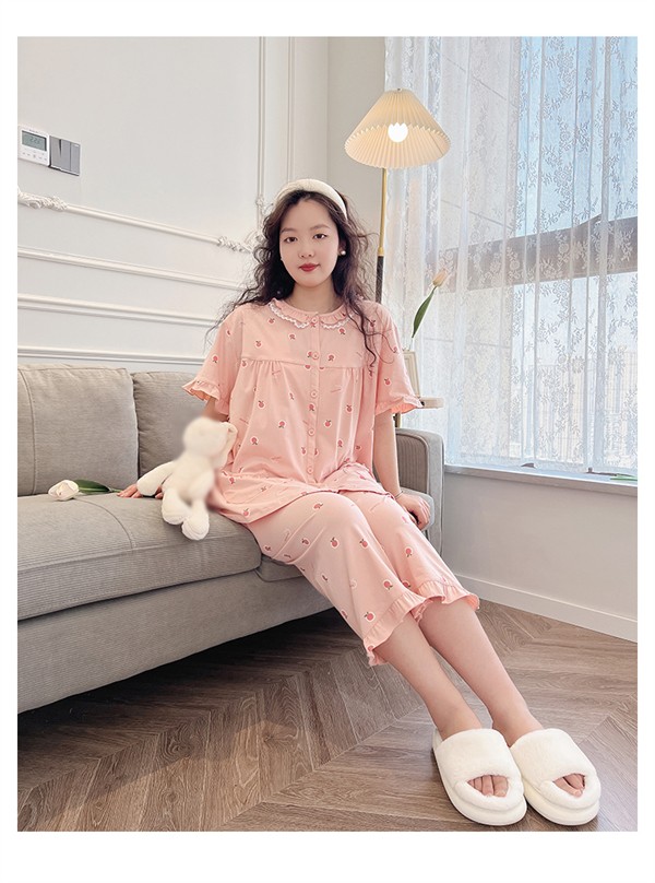 大きいサイズ パジャマ レディース 綿100％ ダブルガーゼ ぽっちゃり 前開き 半袖 ガーゼ 春 夏 上下セット 大人用 ルームウェア ピンク グリーン コットン 可愛い かわいい マタニティ 入