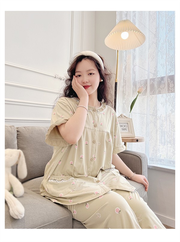 大きいサイズ パジャマ レディース 綿100％ ダブルガーゼ ぽっちゃり 前開き 半袖 ガーゼ 春 夏 上下セット 大人用 ルームウェア ピンク グリーン コットン 可愛い かわいい マタニティ 入
