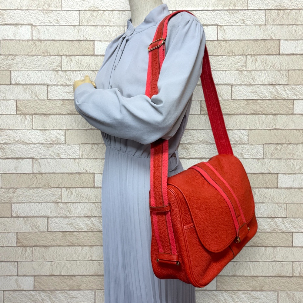 エルメス ブールラング ショルダーバッグ トリヨンクレマンス オレンジ HERMES 中古 美品