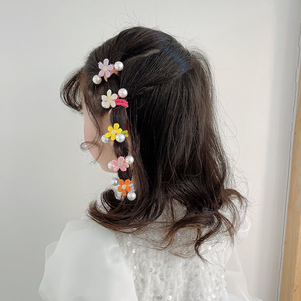 Qoo10] パールとお花をあしらったヘアゴム付きヘア