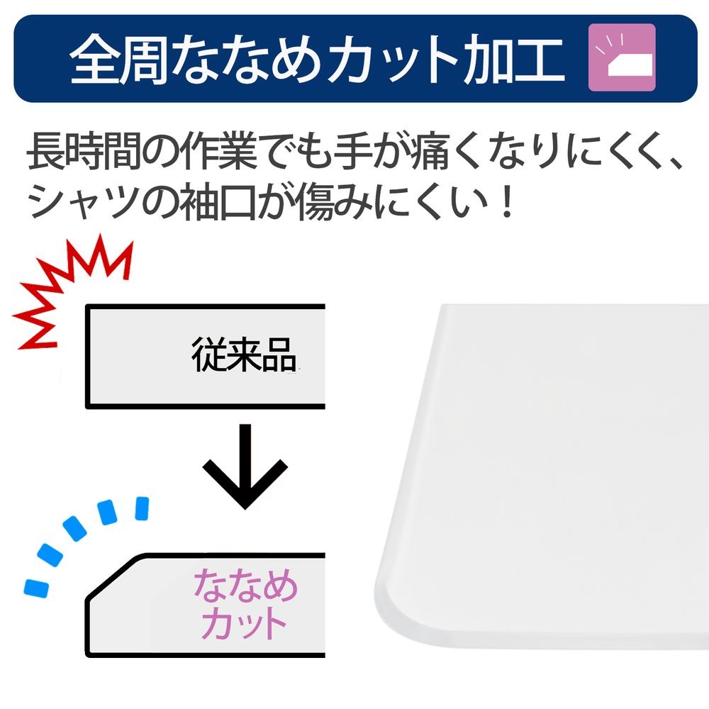 デスクマット ななめカット OAタイプ 両面転写軽減 マウス対応 Wタイプ（下敷付グリーン） 1190x590mm DM-126MW
