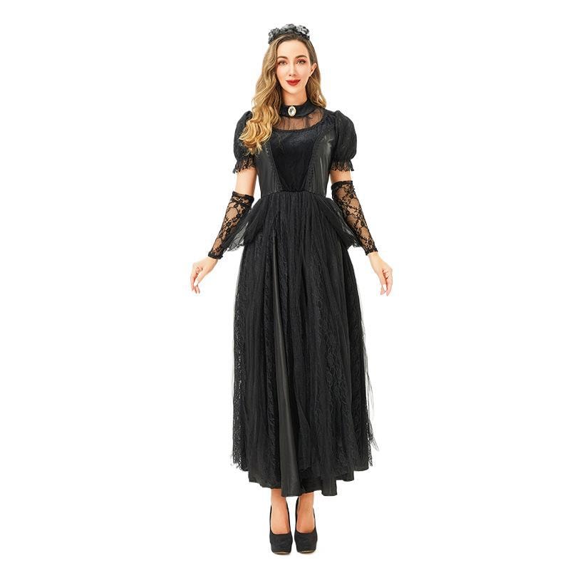 ハロウィンコスチューム魔女ゴースト花嫁ダークゴシックスタイルコス吸血鬼ヨーロッパとアメリカの国境を越えた中世のドレス_3