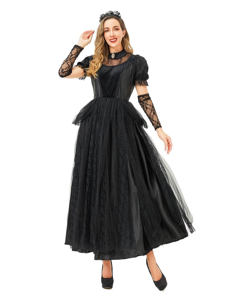ハロウィンコスチューム魔女ゴースト花嫁ダークゴシックスタイルコス吸血鬼ヨーロッパとアメリカの国境を越えた中世のドレス_6