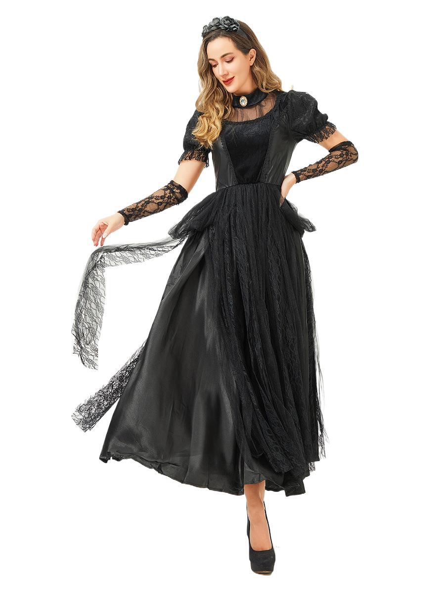 ハロウィンコスチューム魔女ゴースト花嫁ダークゴシックスタイルコス吸血鬼ヨーロッパとアメリカの国境を越えた中世のドレス_9