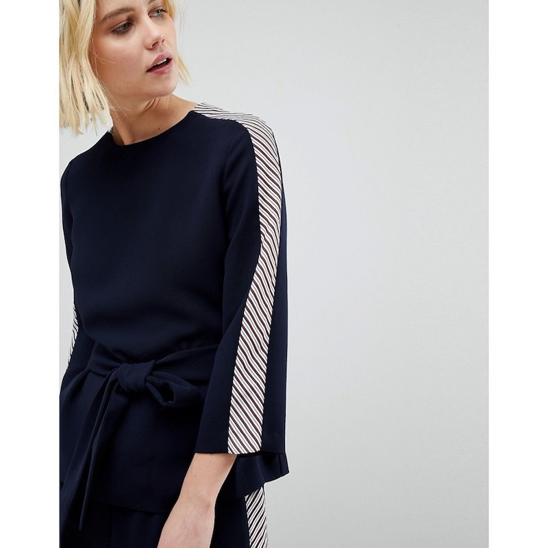 ホイッスルズ レディース トップス ブラウス・シャツ【Whistles Side Stripe Tie Waist Blouse Co-Ord】Navy ホイッスルズ レディース トップス ブラウス・シャツ【Whistles Side Stripe Tie Waist Blouse Co-Ord】Navy