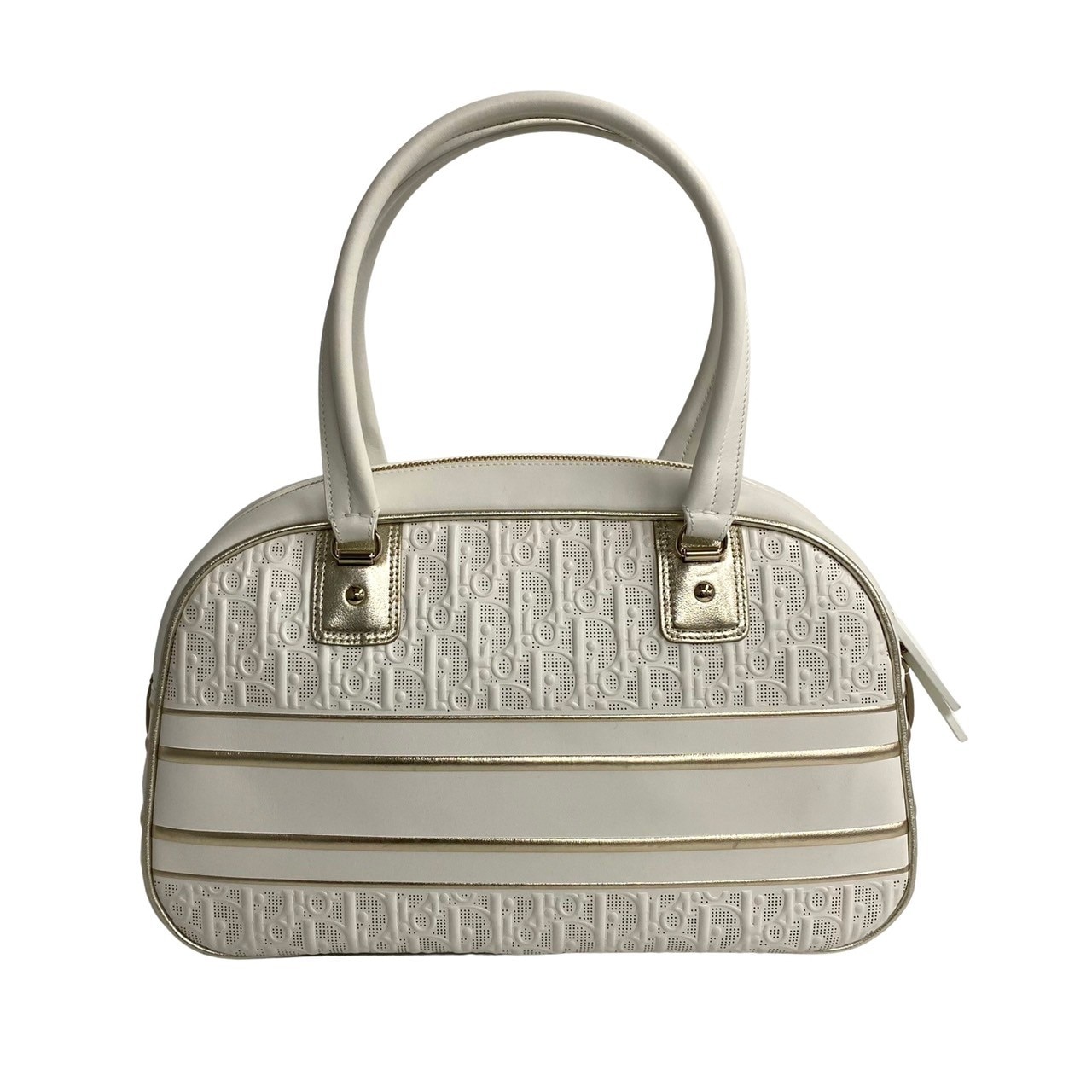ミディアムクラシック ボーリングバッグ Dior VIBE オブリークショルダーバッグ レザー ホワイト 775-6
