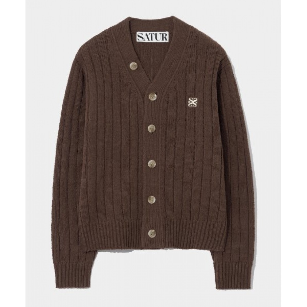 SATUR ファロオーバーサイズブークルカーディガンヘリテージブラウン
