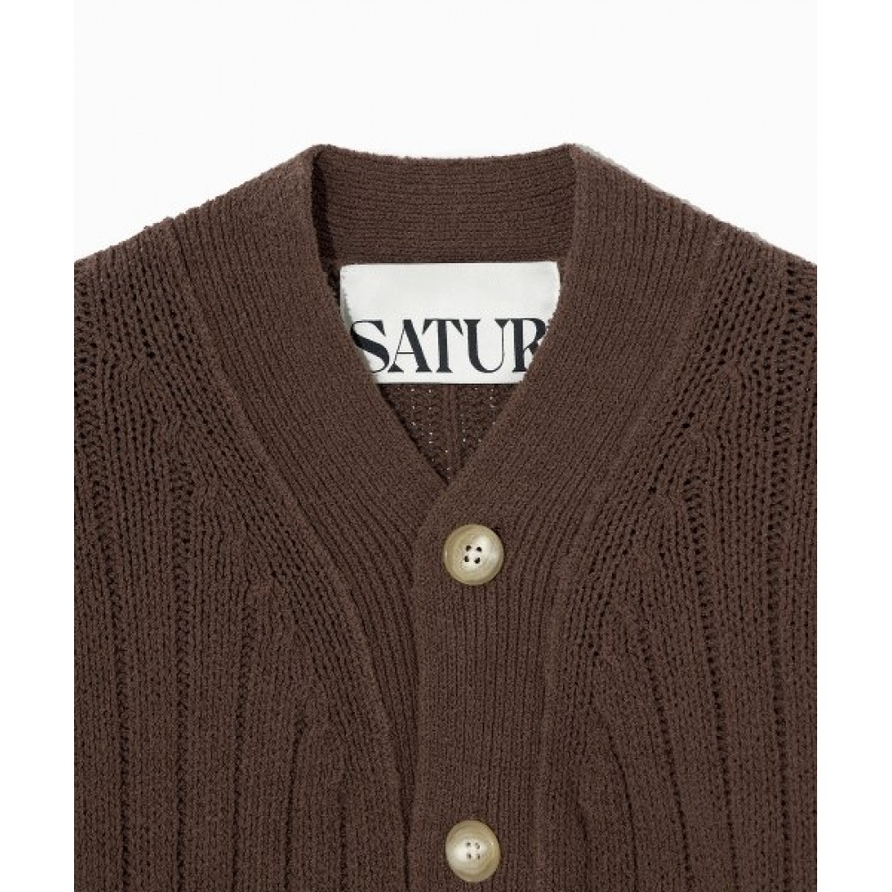 SATUR ファロオーバーサイズブークルカーディガンヘリテージブラウン