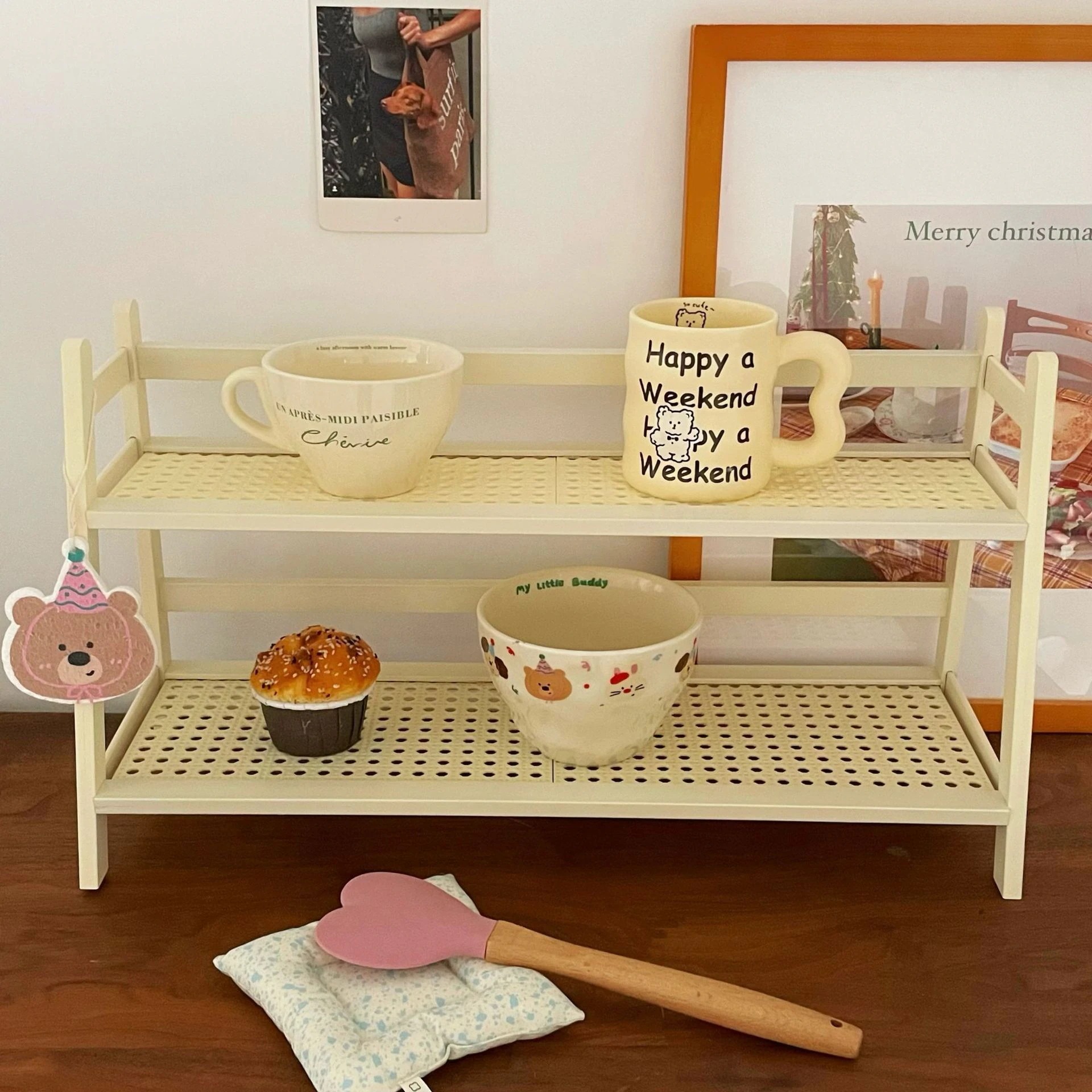 【20点セット】【送料無料】シンプル2段テーブルラック学生寮カップラック寝室オフィスキッチン収納ラック整理ラック