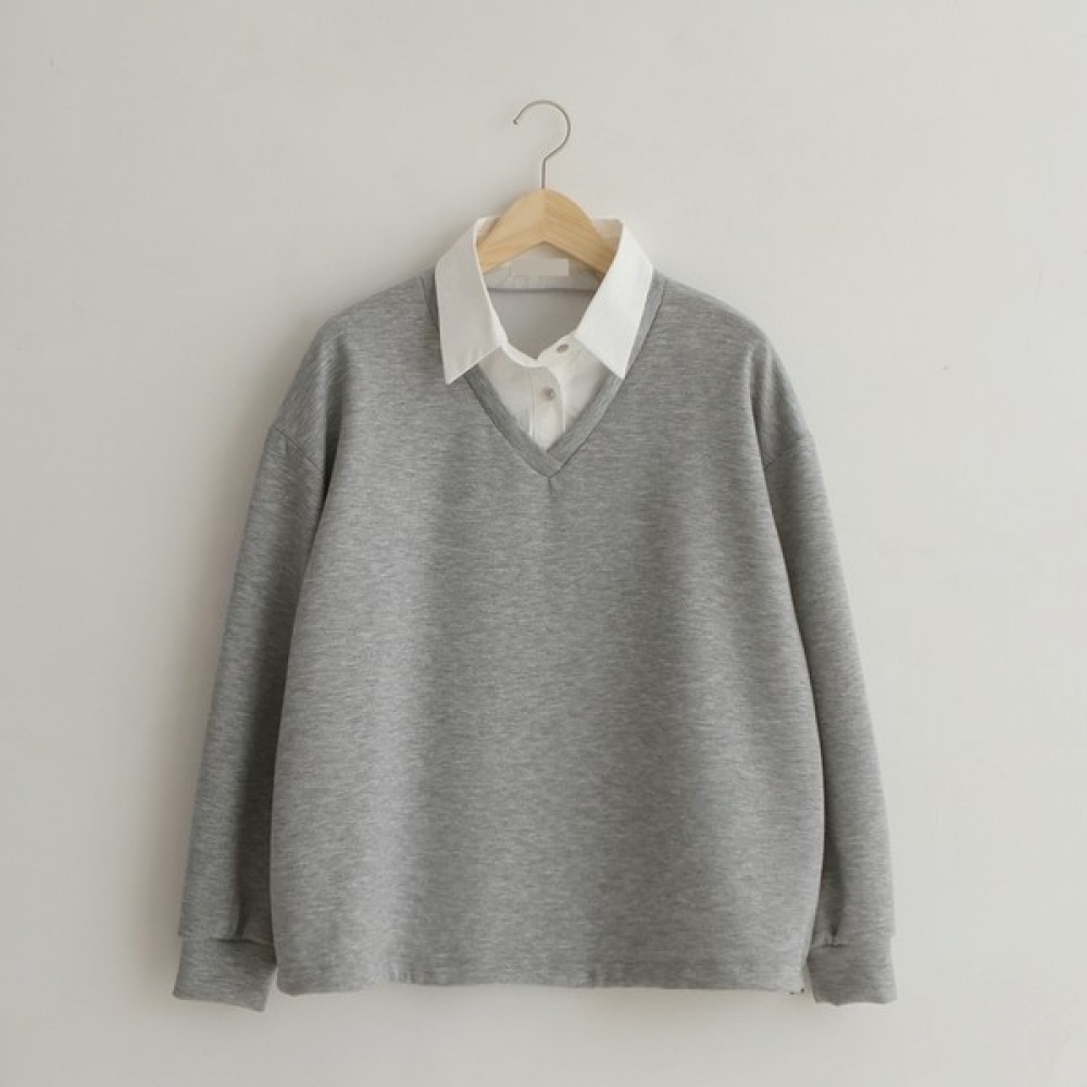 [Elysia] カースシャツレイヤードスウェットシャツ Tシャツ