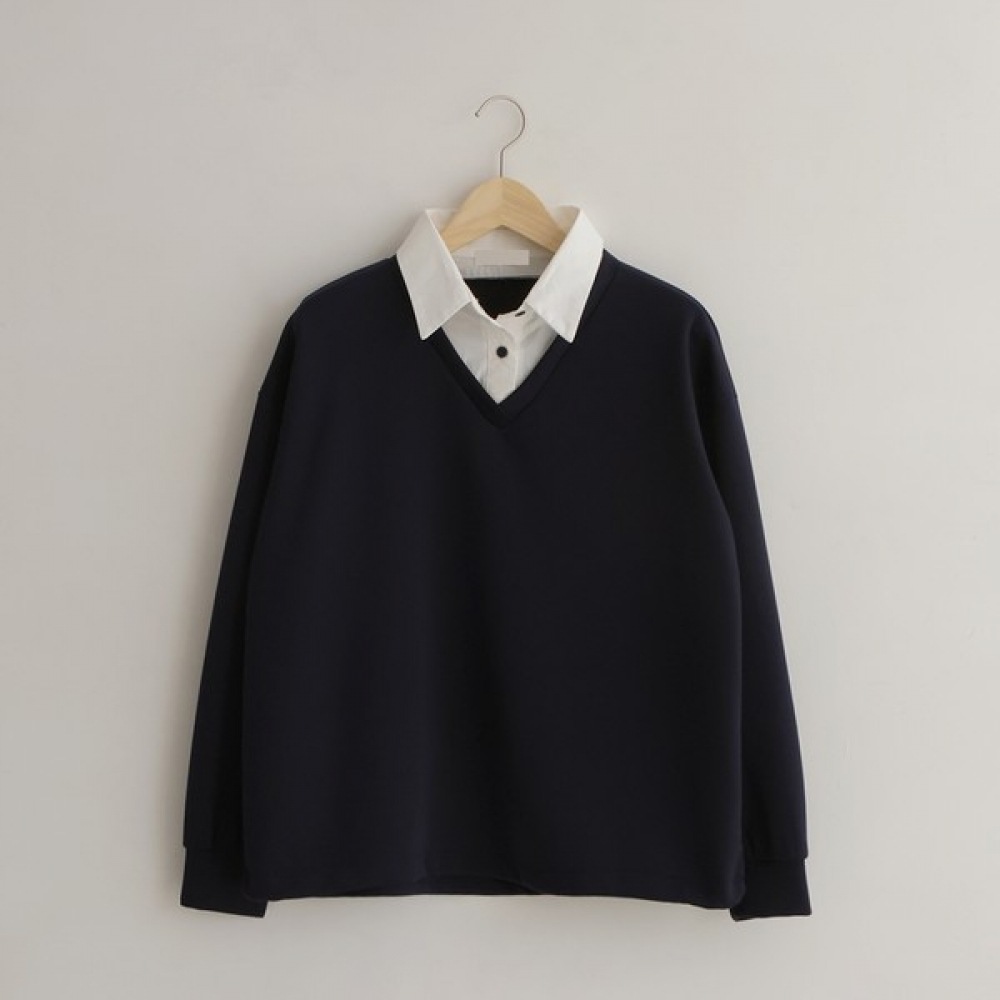 [Elysia] カースシャツレイヤードスウェットシャツ Tシャツ