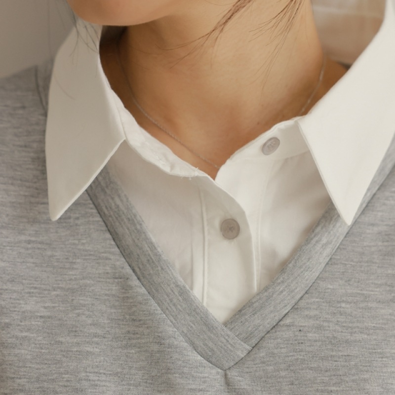 [Elysia] カースシャツレイヤードスウェットシャツ Tシャツ