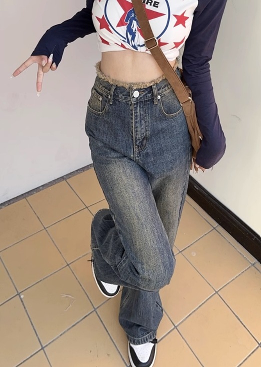 レディース パンツ ボトムス デニム Gパン ワイドパンツ デニムパンツ フルレングス ワイド ブーツカット ファスナー ポケット ハイウエスト ブルーデニム 大人可愛い シンプル カジュアル