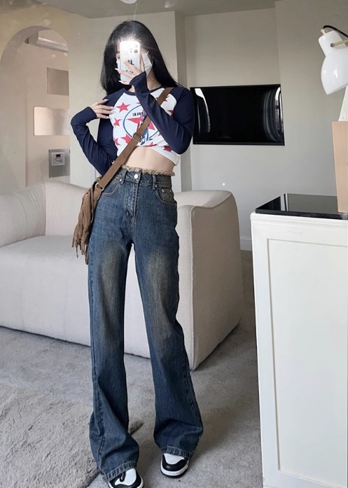 レディース パンツ ボトムス デニム Gパン ワイドパンツ デニムパンツ フルレングス ワイド ブーツカット ファスナー ポケット ハイウエスト ブルーデニム 大人可愛い シンプル カジュアル