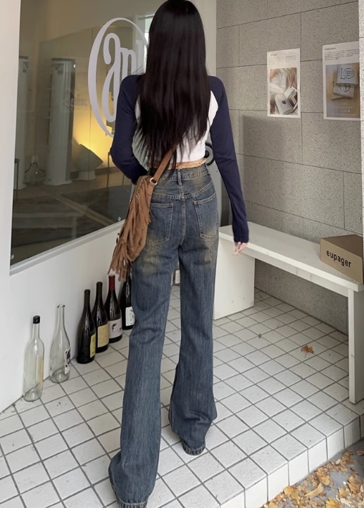 レディース パンツ ボトムス デニム Gパン ワイドパンツ デニムパンツ フルレングス ワイド ブーツカット ファスナー ポケット ハイウエスト ブルーデニム 大人可愛い シンプル カジュアル