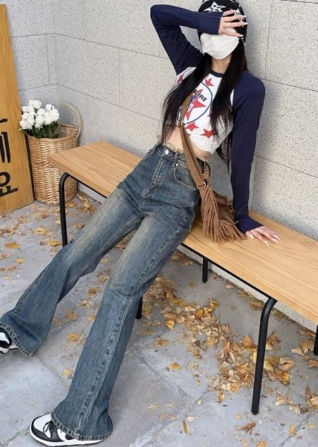 レディース パンツ ボトムス デニム Gパン ワイドパンツ デニムパンツ フルレングス ワイド ブーツカット ファスナー ポケット ハイウエスト ブルーデニム 大人可愛い シンプル カジュアル