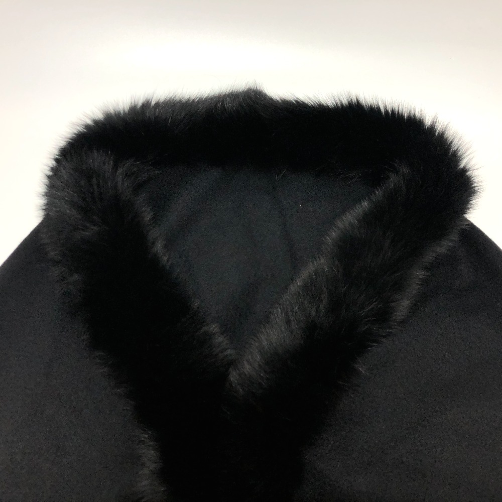ランバンコレクション　ファー付きポンチョ　ウール　ブラック　ラビット　ケープ LANVIN ファー付きケープ ランバンコレクション ファー付きポンチョ
