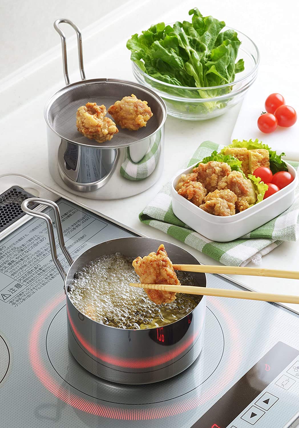 アーネスト 【日本製】 天ぷら鍋 (オイルポット) ミニ (14) これ1台で揚げ物ができる ステンレス (油 ターン) 大手飲食店愛用ブランド A-76826