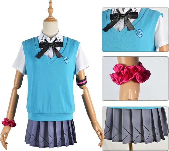 初音ミク コスプレ衣装 髪飾り付き 16th Anniversary MIKU はつね 制服 全セット コスチューム 可愛い 撮影 レディース クリスマス ハロウィン 学園祭