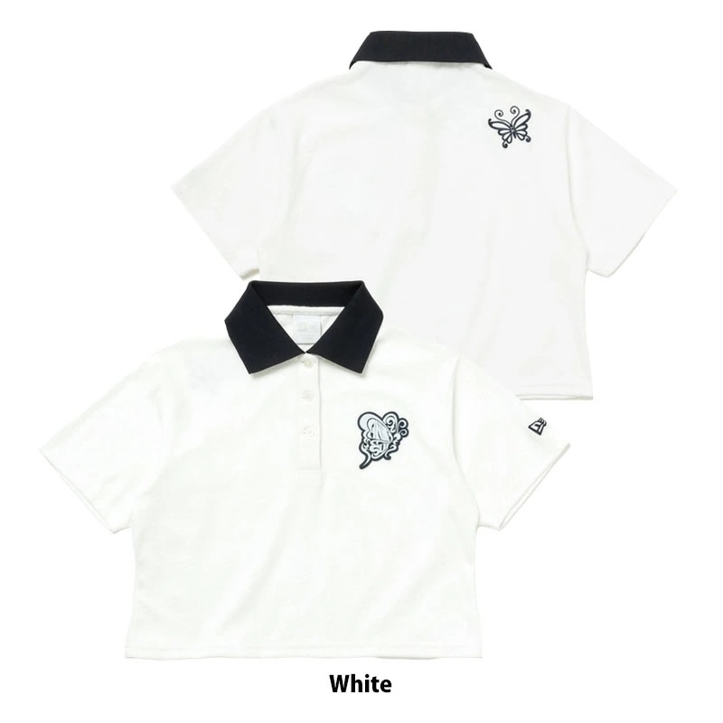 ニュー エラ NEW ERA WOMENS 半袖 ポロシャツ ANNA SUI アナ スイ パイル ホワイト ショート丈 半袖カットソー トップス レディース