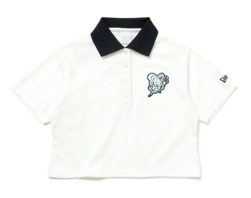 ニュー エラ NEW ERA WOMENS 半袖 ポロシャツ ANNA SUI アナ スイ パイル ホワイト ショート丈 半袖カットソー トップス レディース