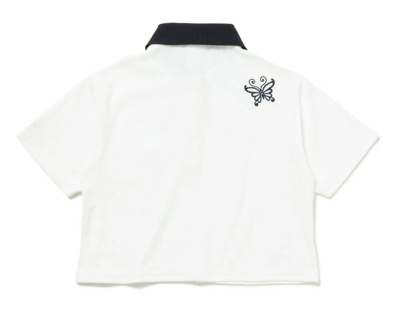 ニュー エラ NEW ERA WOMENS 半袖 ポロシャツ ANNA SUI アナ スイ パイル ホワイト ショート丈 半袖カットソー トップス レディース