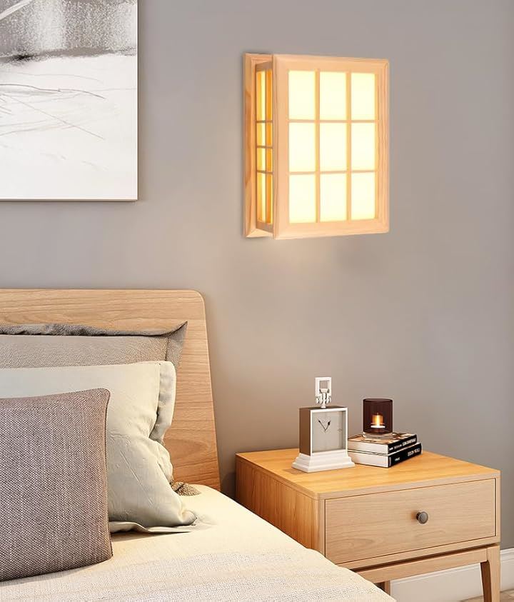 KY LEE ウォールライト ブラケットライト 壁掛け E26 和風 木製 照明器具 ウォールランプ 壁取付ランプ インテリア 玄関照明 廊下 寝室 階段(BID-333)