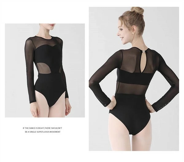 バレエ レオタード 長袖 大人 バレエ用品 コスチューム ユニフォーム バレリーナ 衣装 ダンス ballet用品 レッスン着 練習衣装 可愛い かわいい 韓国 大人用 ブラック パープル