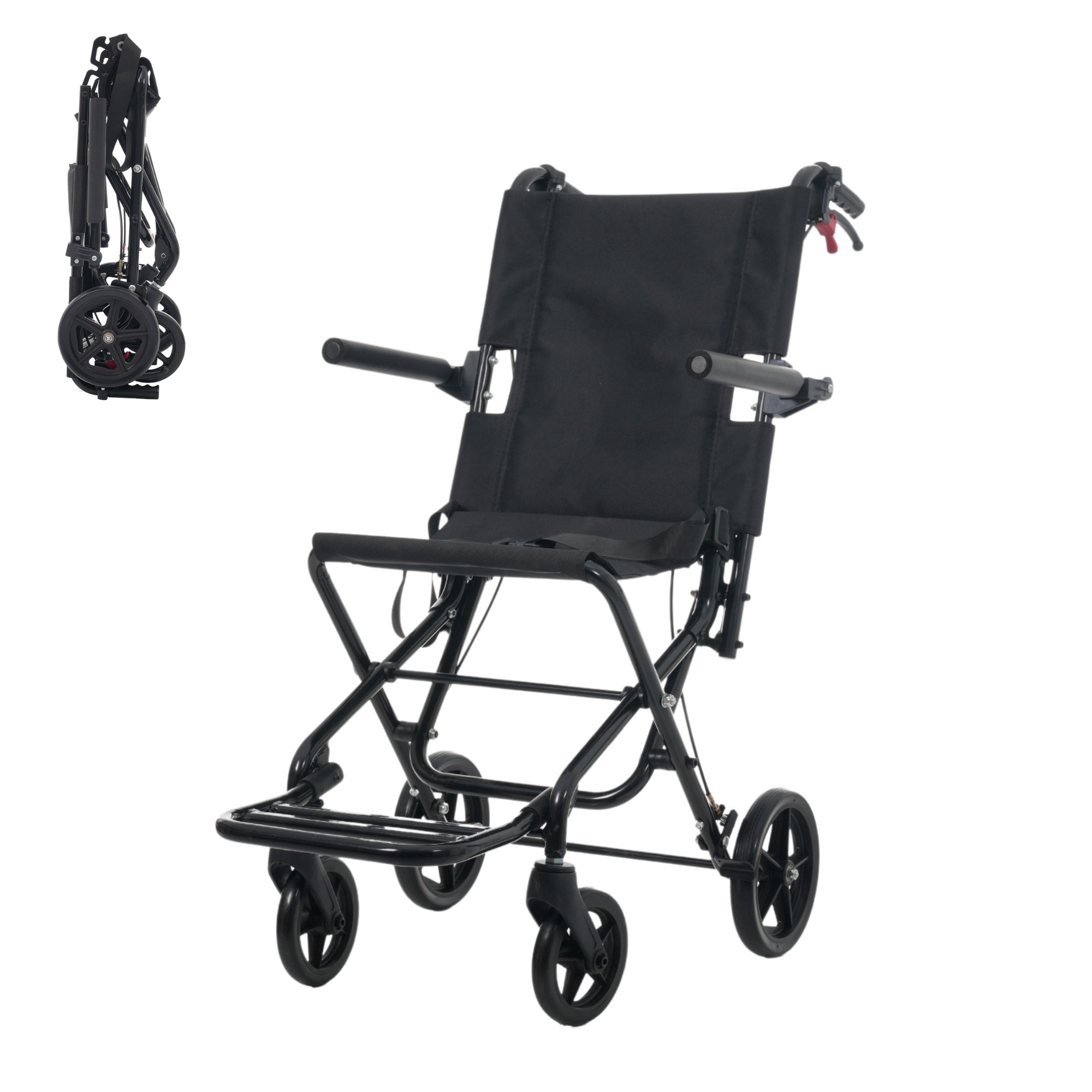 G59車椅子 折畳み 介助型 自立できる 軽量 コンパクト ノーパンクタイヤ 折りたたみ 収納可能 超軽量 コンパクト 安全ベルトつき 背面ポケット 外出用 旅行用 飛行機持ち込み可 介護 福祉用具