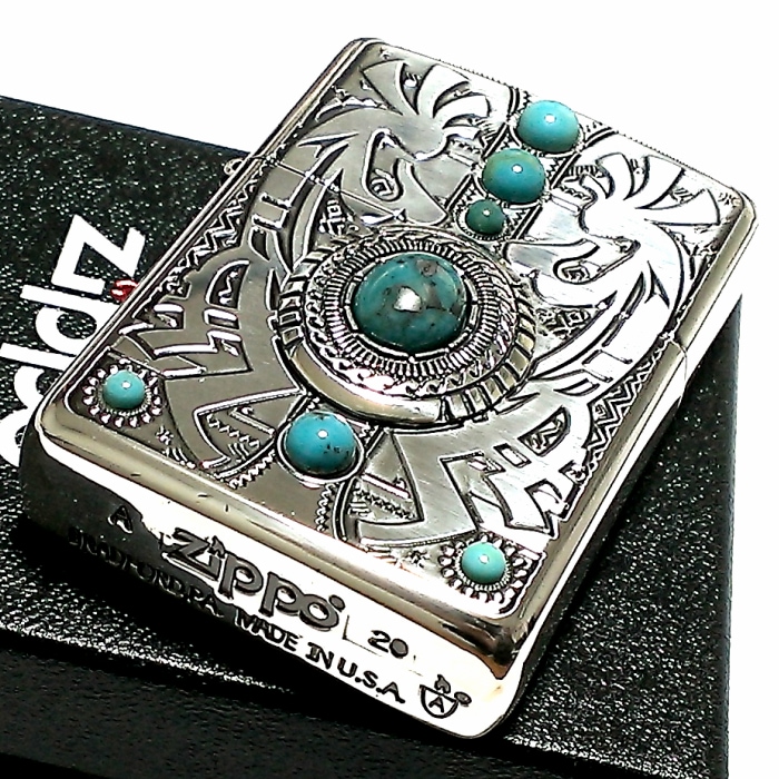 ZIPPO アーマー ジッポ インディアンスピリット ココペリ かっこいい ライター 銀イブシ シルバー ターコイズ 天然石 おしゃれ 重厚 メンズ レディース ギフト